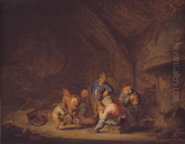 A Room in a Cottage Oil Painting by Adriaen van Ostade