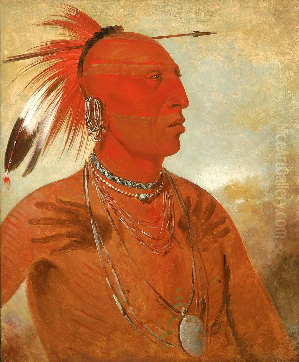 La-wah-he-coots-la-shaw-no, Brave Chief, a Skidi (Wolf) Pawnee Oil Painting by George Catlin