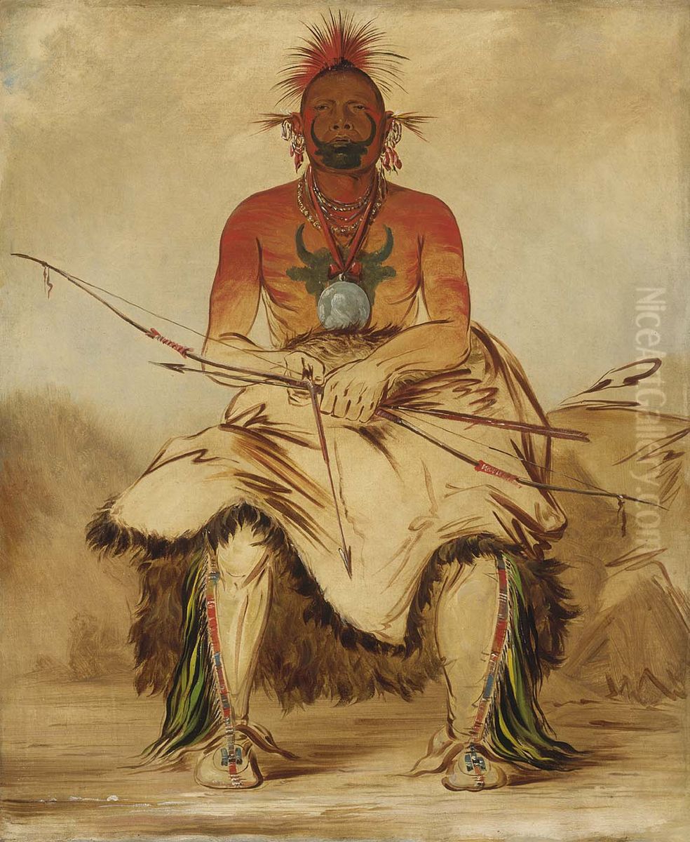 La-doo-ke-a, Buffalo Bull, a Grand Pawnee Warrior Oil Painting by George Catlin La-doo-ke-a, Buffalo Bull, a Grand Pawnee Warrior Oil Painting by George Catlin