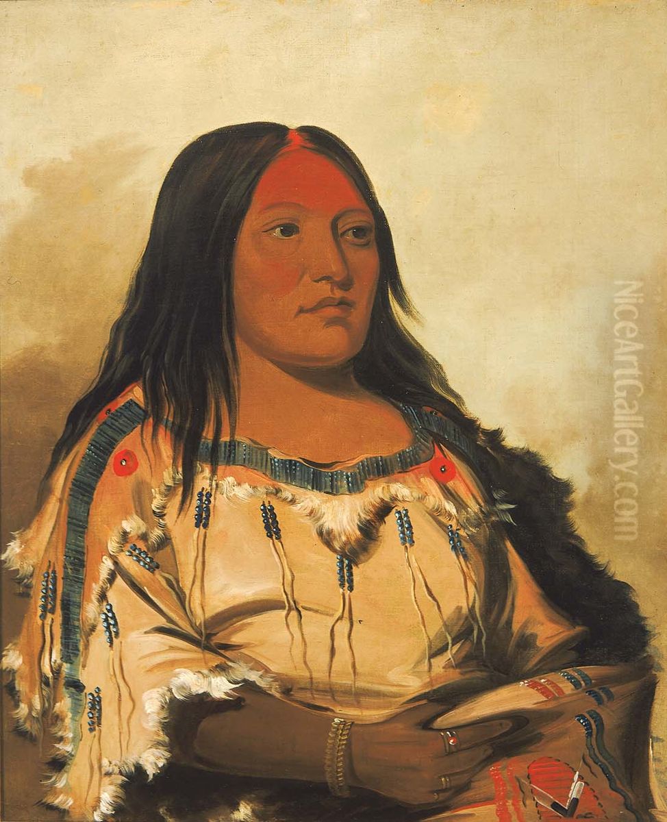 Eeh-nis-kim, Crystal Stone, Wife of the Chief Oil Painting by George Catlin Eeh-nis-kim, Crystal Stone, Wife of the Chief Oil Painting by George Catlin