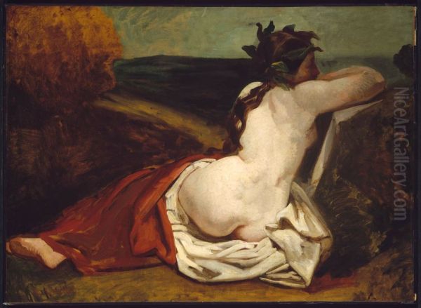 Reclining Nude Oil Painting by Gustave Courbet