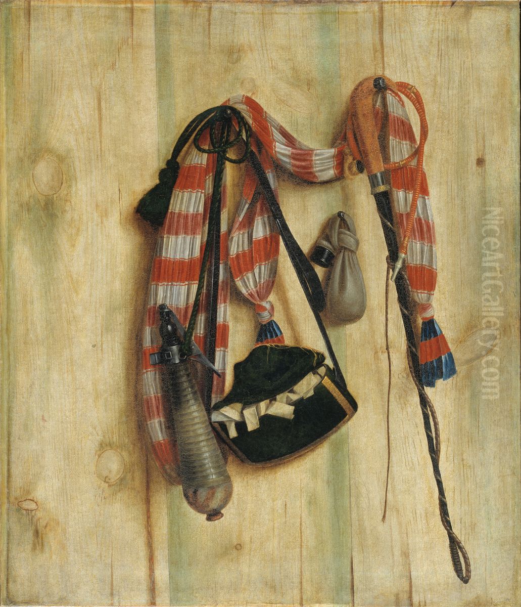 Trompe l'Oeil with Riding Whip and Letter Bag Oil Painting by Cornelis Norbertus Gijsbrechts