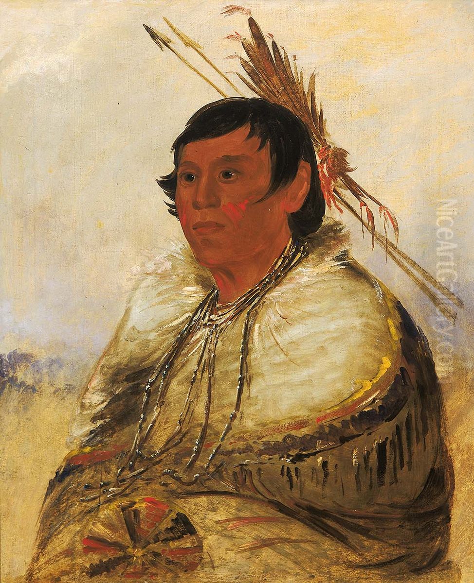 Ni-a-co-mo, Fix With the Foot, a Brave Oil Painting by George Catlin