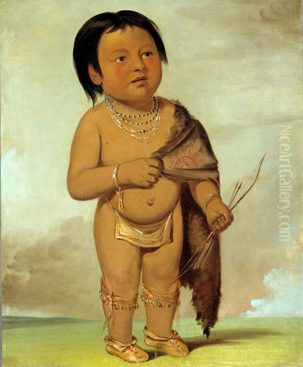 Tcha-aes-ka-ding, Grandson of Buffalo Bull's Back Fat Oil Painting by George Catlin Tcha-aes-ka-ding, Grandson of Buffalo Bull's Back Fat Oil Painting by George Catlin
