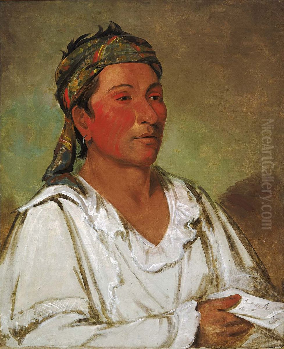 Lay-loo-ah-pee-ai-shee-kaw, Grass, Bush, and Blossom, Semicivilized Oil Painting by George Catlin