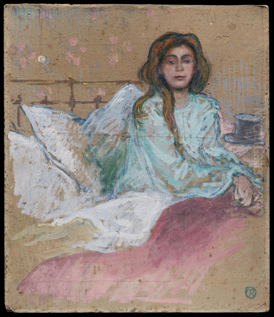 Woman Seated in Bed Oil Painting by Henri De Toulouse-Lautrec