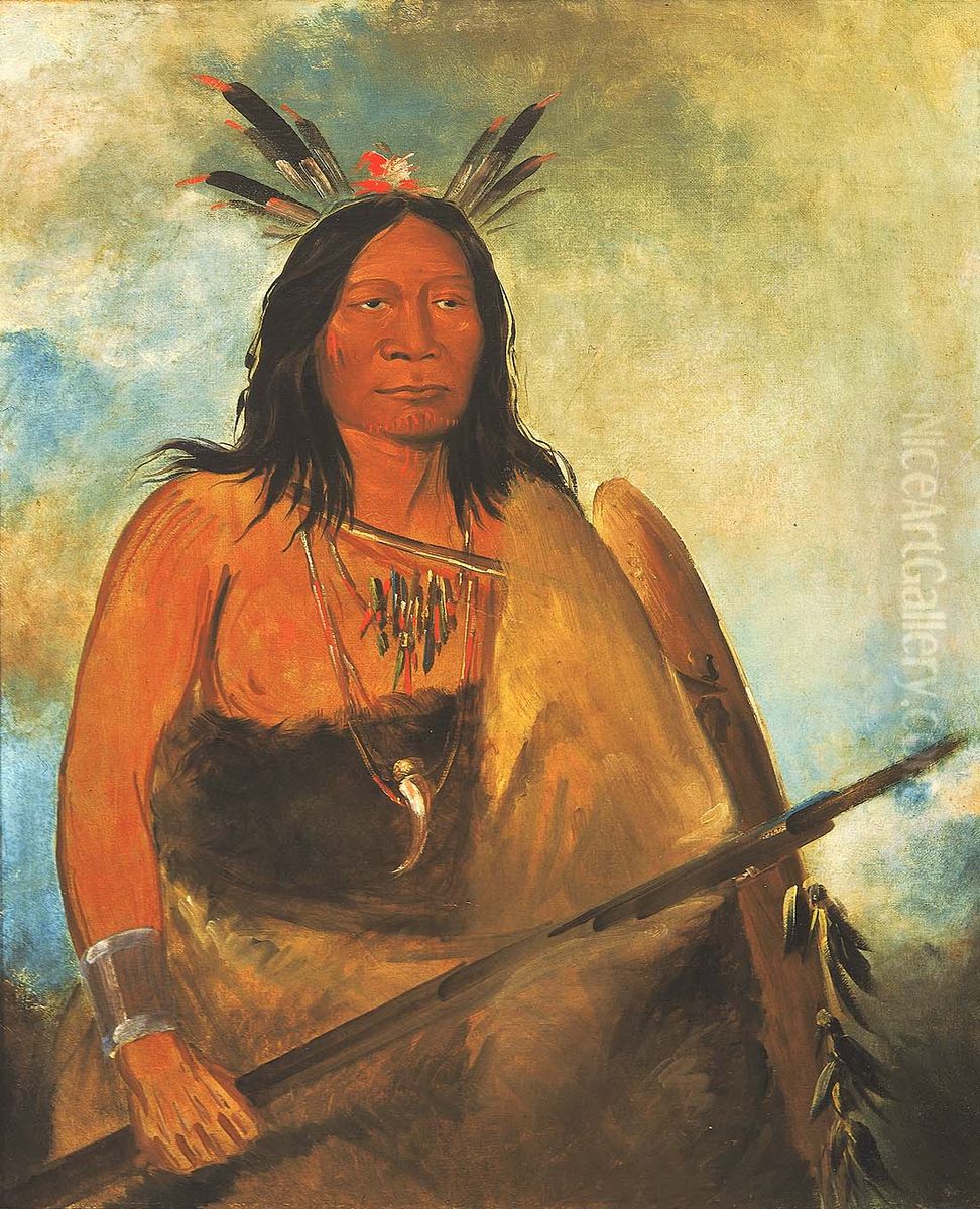 Kots-o-ko-ro-ko, Hair of the Bull's Neck, a Chief Oil Painting by George Catlin