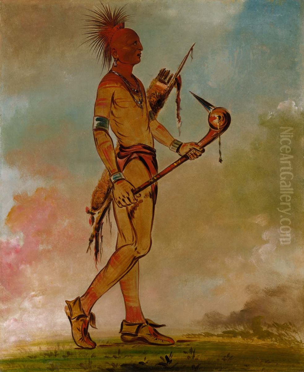 Shin-ga-was-sa, Handsome Bird Oil Painting by George Catlin