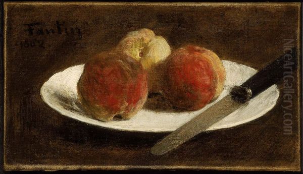 Plate of Peaches Oil Painting by Henri Fantin-Latour