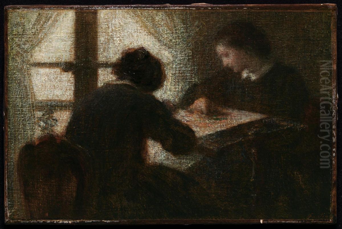 Embroiderers before a Window Oil Painting by Henri Fantin-Latour