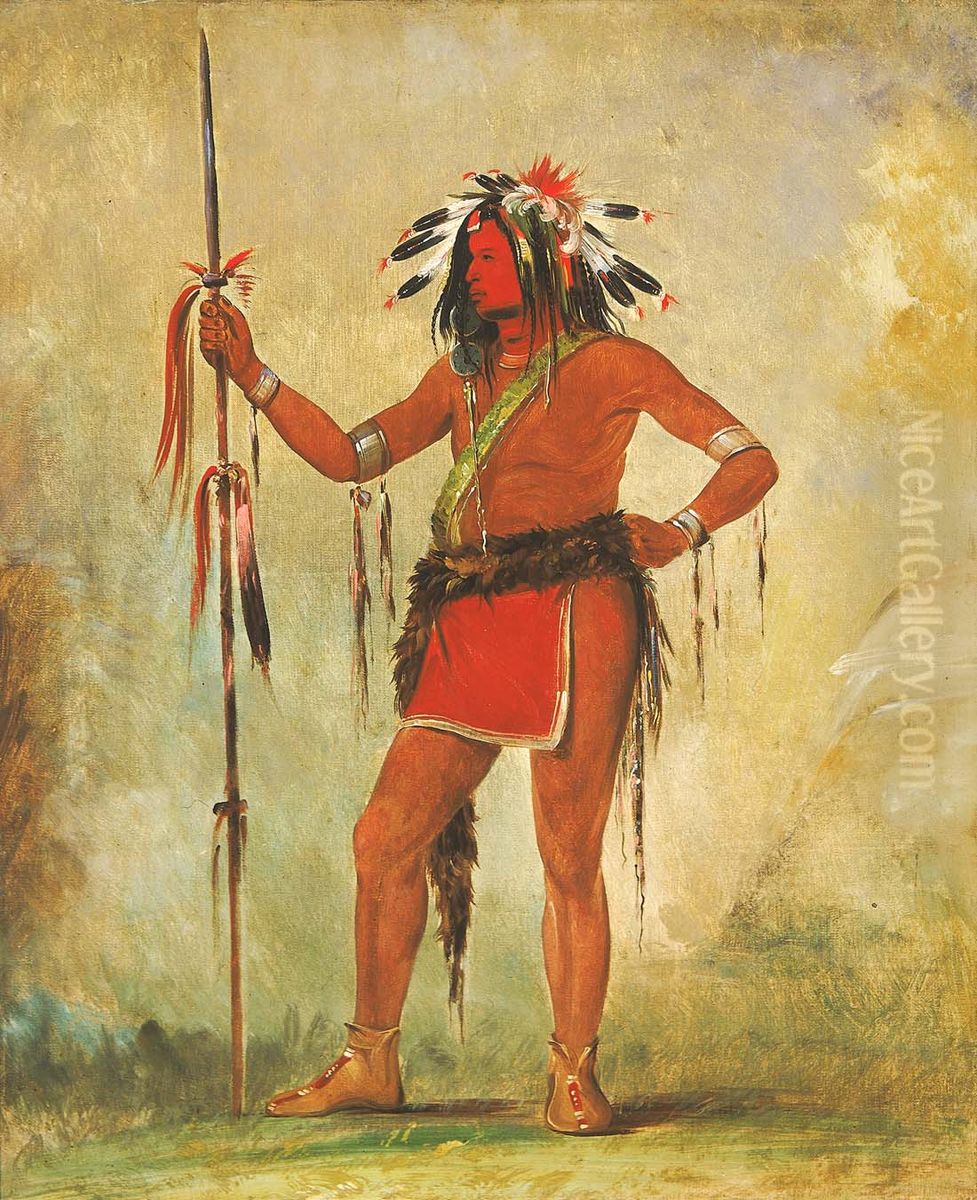 Cah-be-mub-bee, He Who Sits Everywhere, a Brave Oil Painting by George Catlin