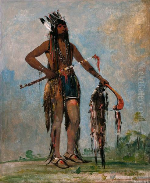 Ka-bes-hunk, He Who Travels Everywhere, a Warrior Oil Painting by George Catlin