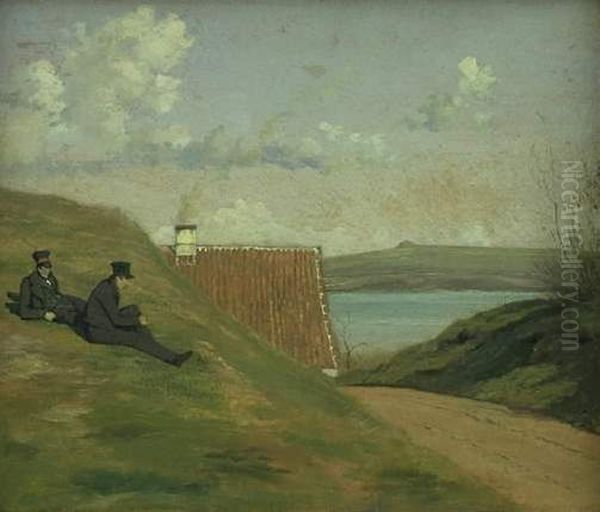 Hulvej ved Frederiksvaerk Oil Painting by Johan Lundbye