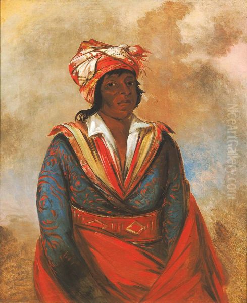 Kut-tee-o-tub-bee, How Did He Kill?, a Noted Brave Oil Painting by George Catlin