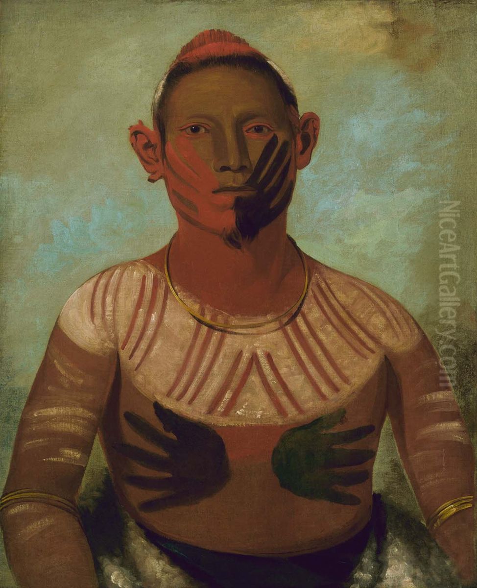 I-o-way, One of Black Hawk's Principal Warriors Oil Painting by George Catlin