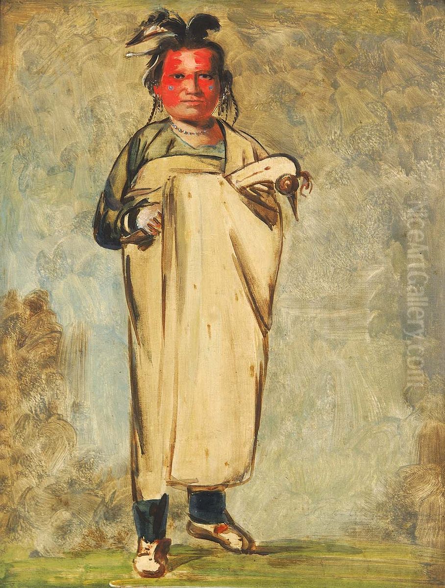 Kaw-kaw-ne-choo-a, a Brave Oil Painting by George Catlin Kaw-kaw-ne-choo-a, a Brave Oil Painting by George Catlin