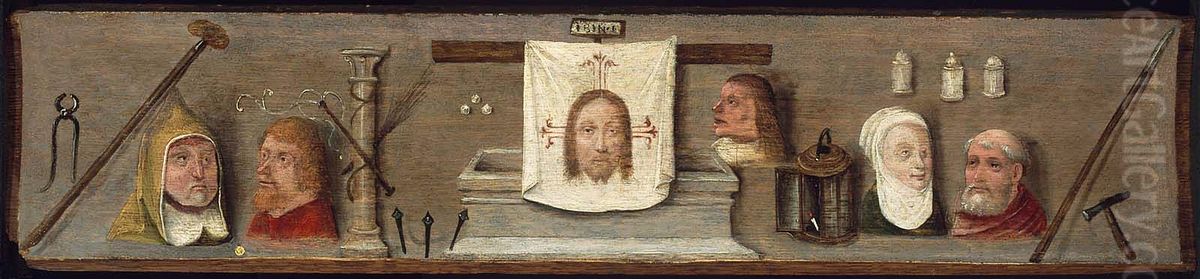 Instruments of the Passion of Christ. Oil Painting by Hieronymous Bosch