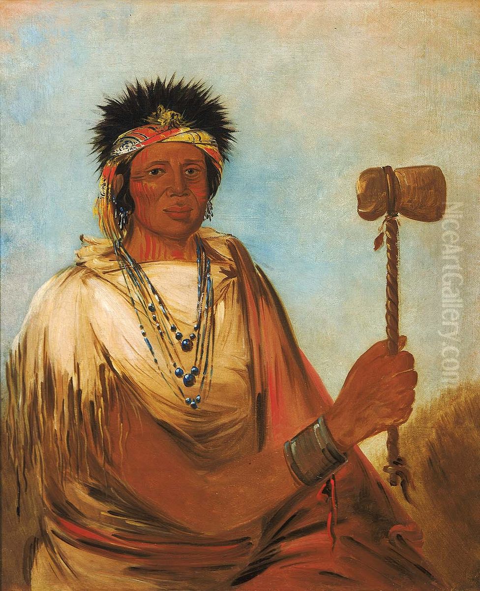 Men-son-se-ah, Left Hand, a Warrior Oil Painting by George Catlin