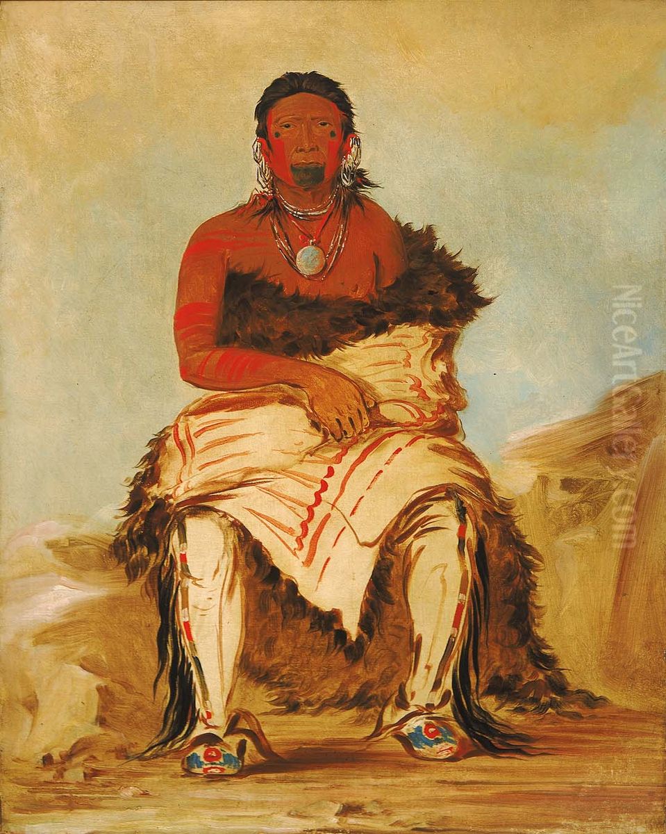 La-shah-le-staw-hix, Man Chief, a Republican Pawnee Oil Painting by George Catlin