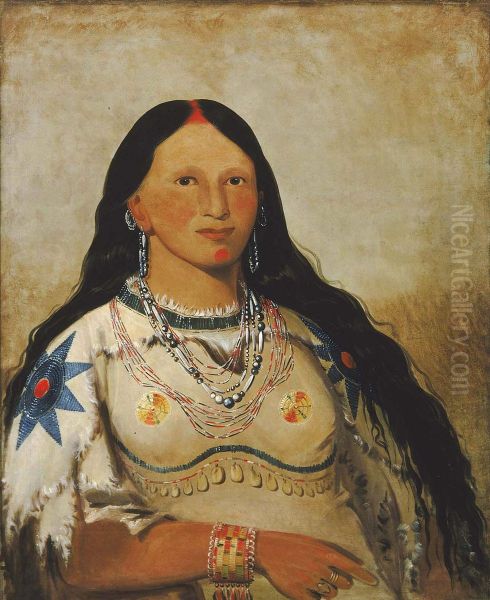 Mi-neek-ee-sunk-te-ka, Mink, a Beautiful Girl Oil Painting by George Catlin