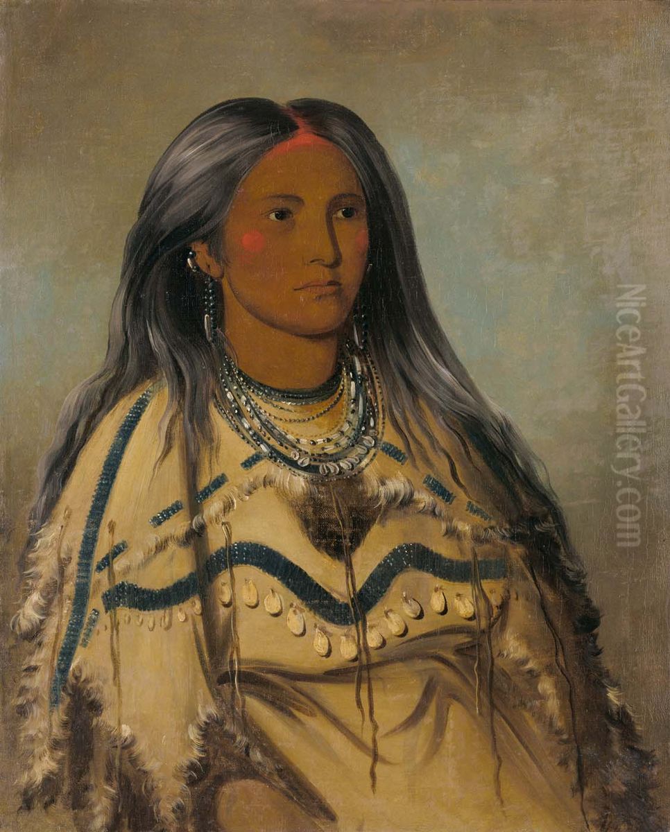 Sha-ko-ka, Mint, a Pretty Girl Oil Painting by George Catlin