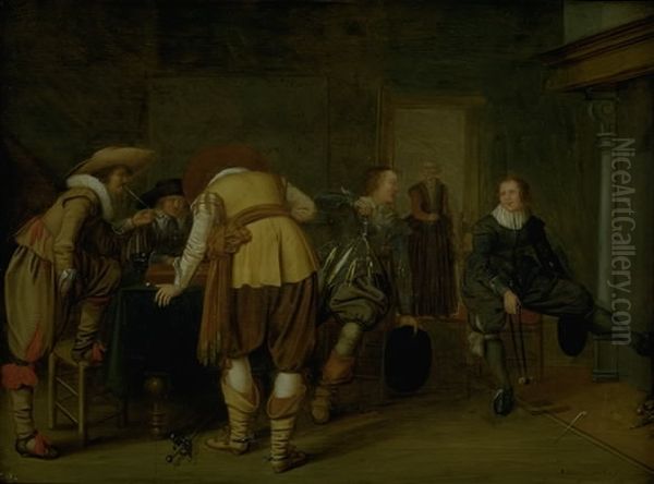 The Board Game Players Oil Painting by Pieter Symonsz Potter