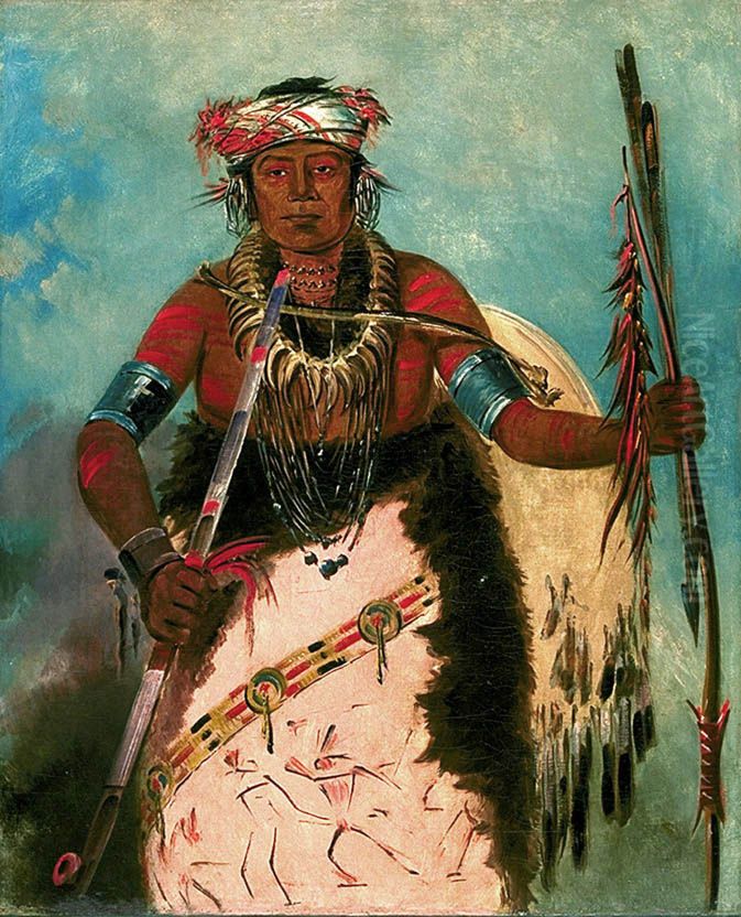 Notch-ee-ning-a, No Heart, (called White Cloud), Chief of the Tribe Oil Painting by George Catlin