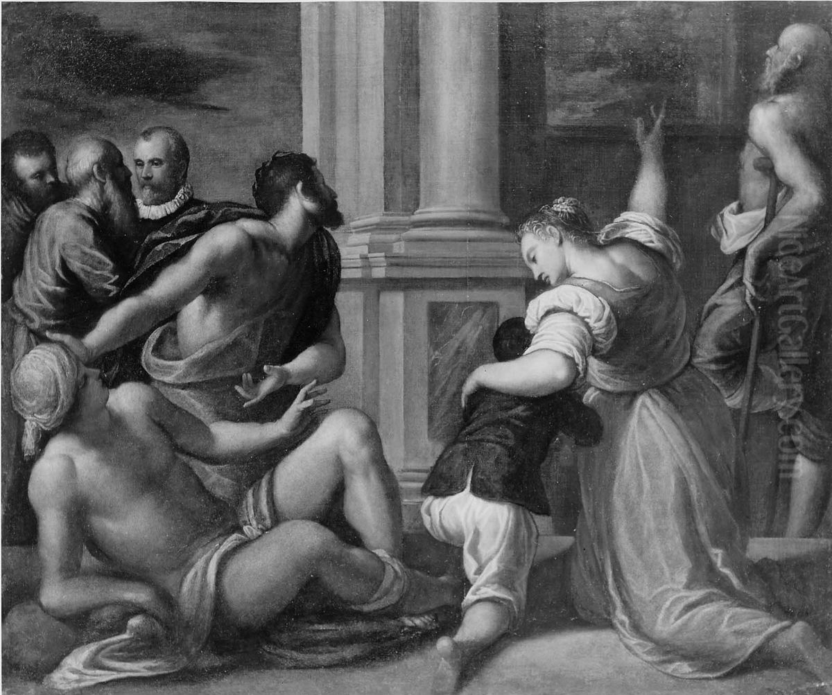 Healing in the Temple Oil Painting by Palma il Giovane