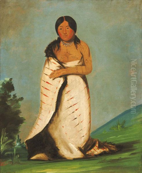 Hee-lah-dee, Pure Fountain, Wife of The Smoke Oil Painting by George Catlin