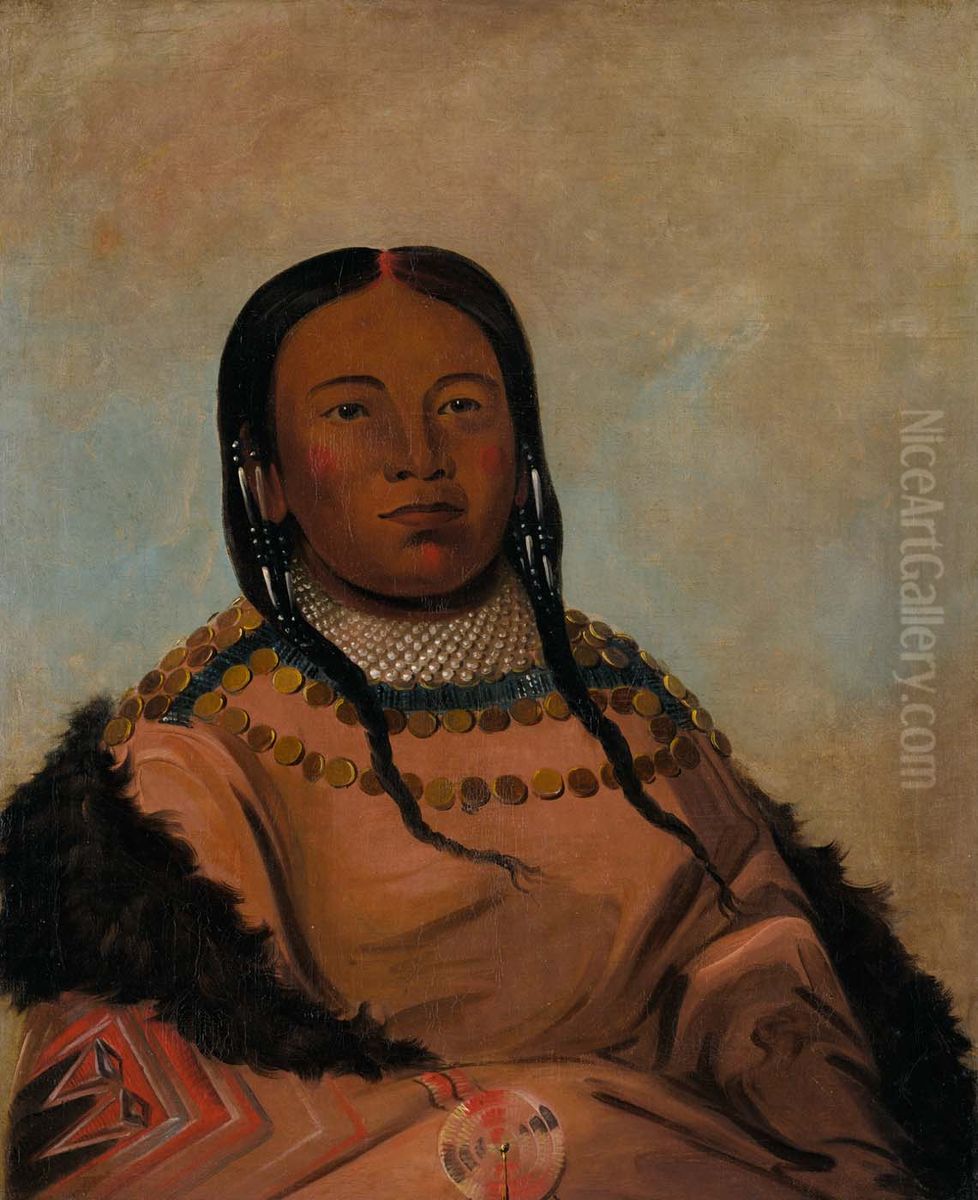 Wi-looh-tah-eeh-tchah-ta-mah-nee, Red Thing That Touches in Marching, Daughter of Black Rock Oil Painting by George Catlin