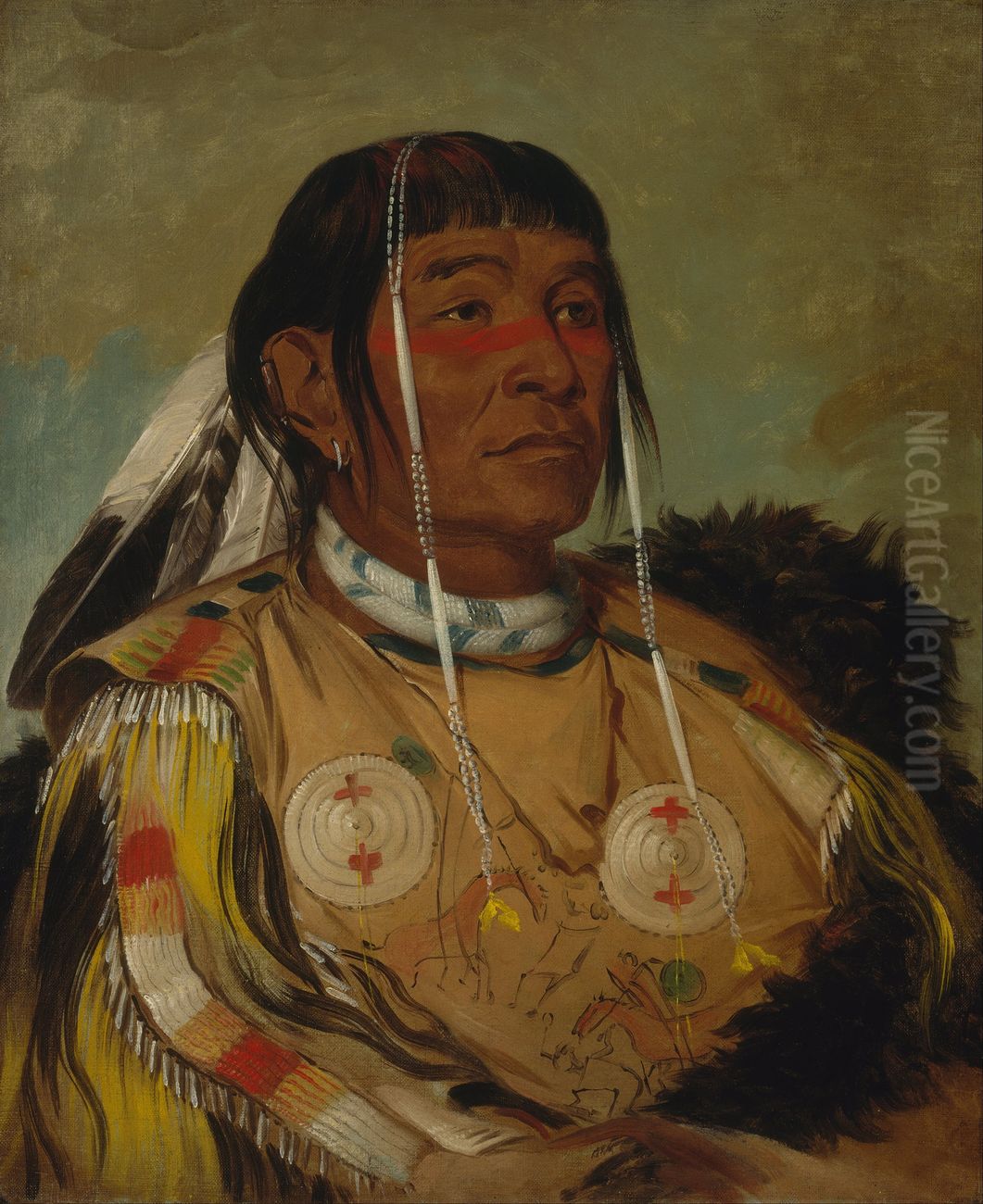 Sha-co-pay, The Six, Chief of the Plains Ojibwa Oil Painting by George Catlin