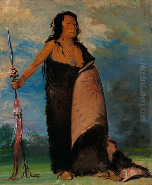 Shoo-de-ga-cha, The Smoke, Chief of the Tribe Oil Painting by George Catlin
