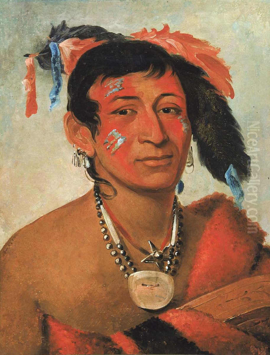 Sha-wa-no, The South, a Noted Warrior Oil Painting by George Catlin