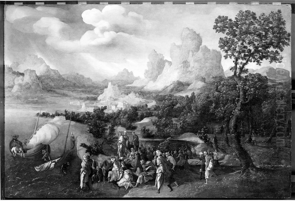 Christ Preaching on the Sea of Galilee Oil Painting by Jan Van Scorel