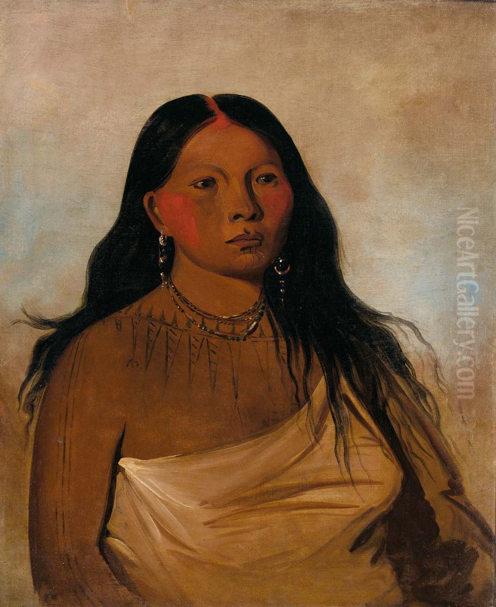 Kah-kee-tsee, Thighs, a Wichita Woman Oil Painting by George Catlin