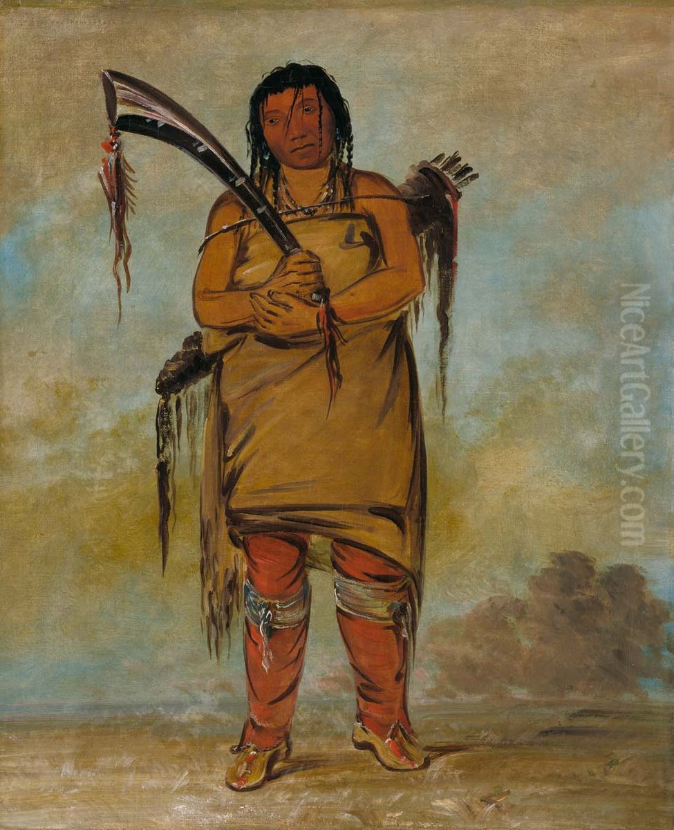 Wah-chees, a Brave Oil Painting by George Catlin