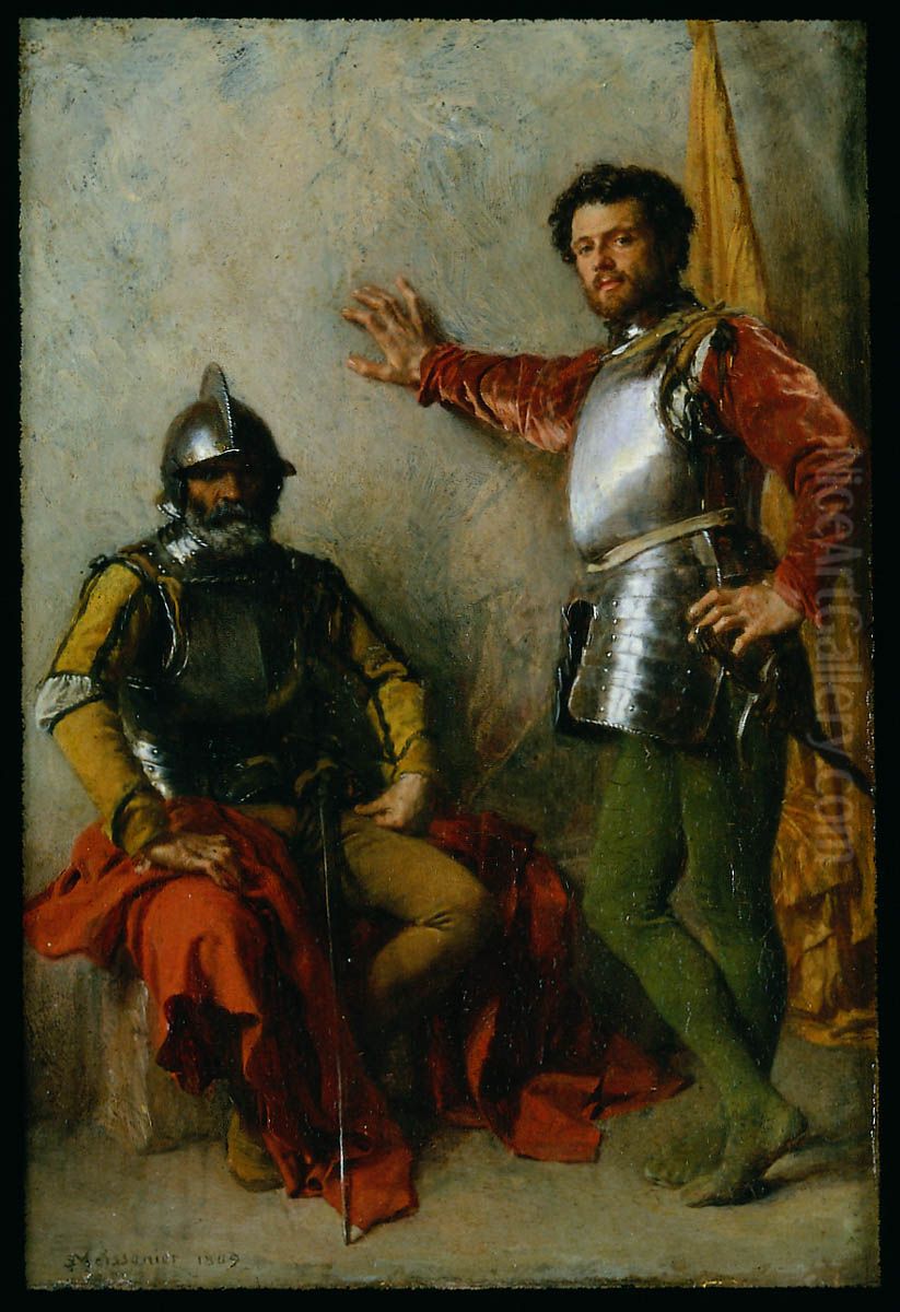 Two Soldiers Oil Painting by Jean-Louis-Ernest Meissonier