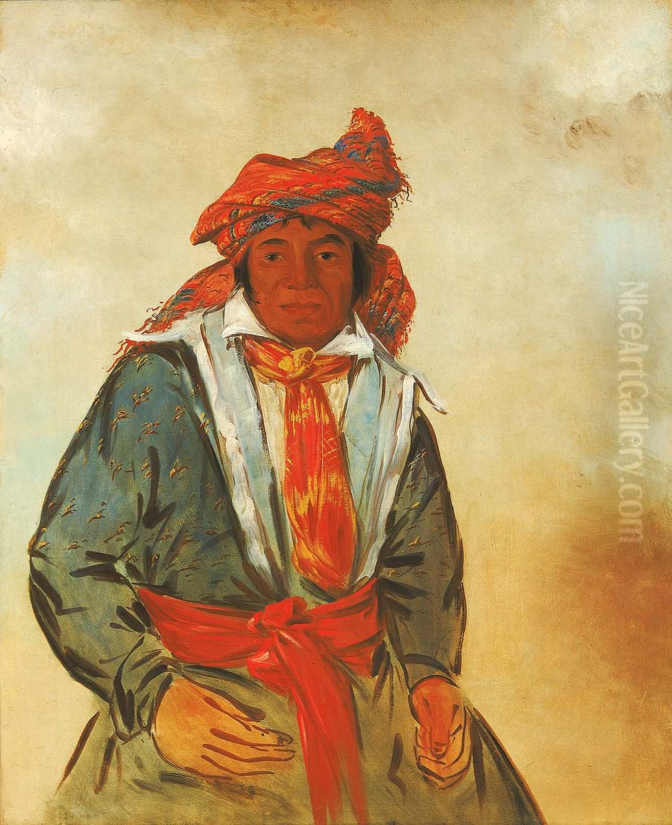 Wat-al-le-go, a Brave Oil Painting by George Catlin Wat-al-le-go, a Brave Oil Painting by George Catlin