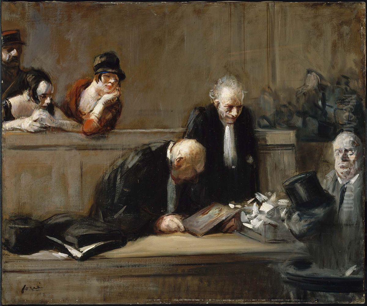 Witness Confounded Oil Painting by Jean-Louis Forain