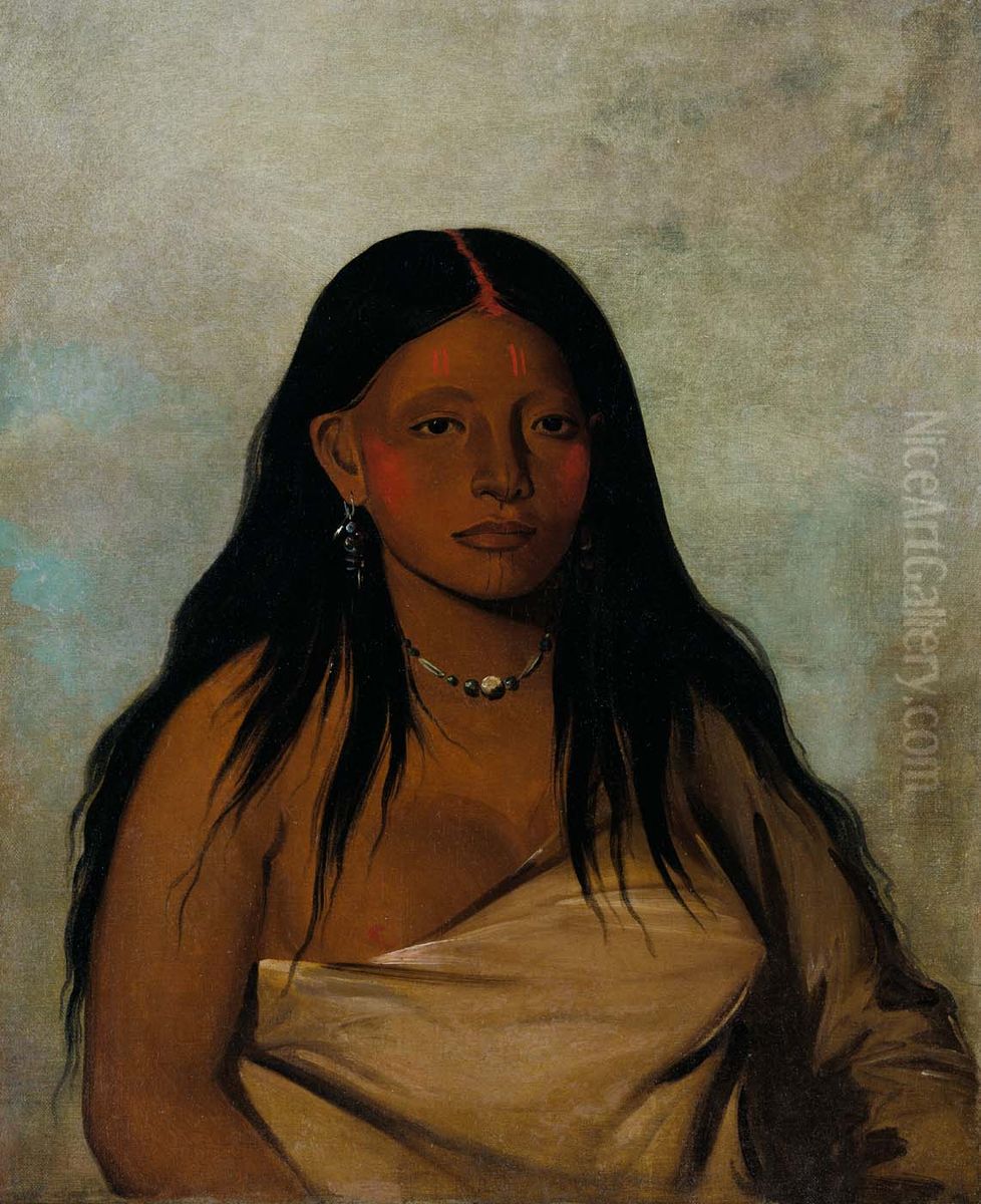 She-de-ah, Wild Sage, a Wichita Woman Oil Painting by George Catlin