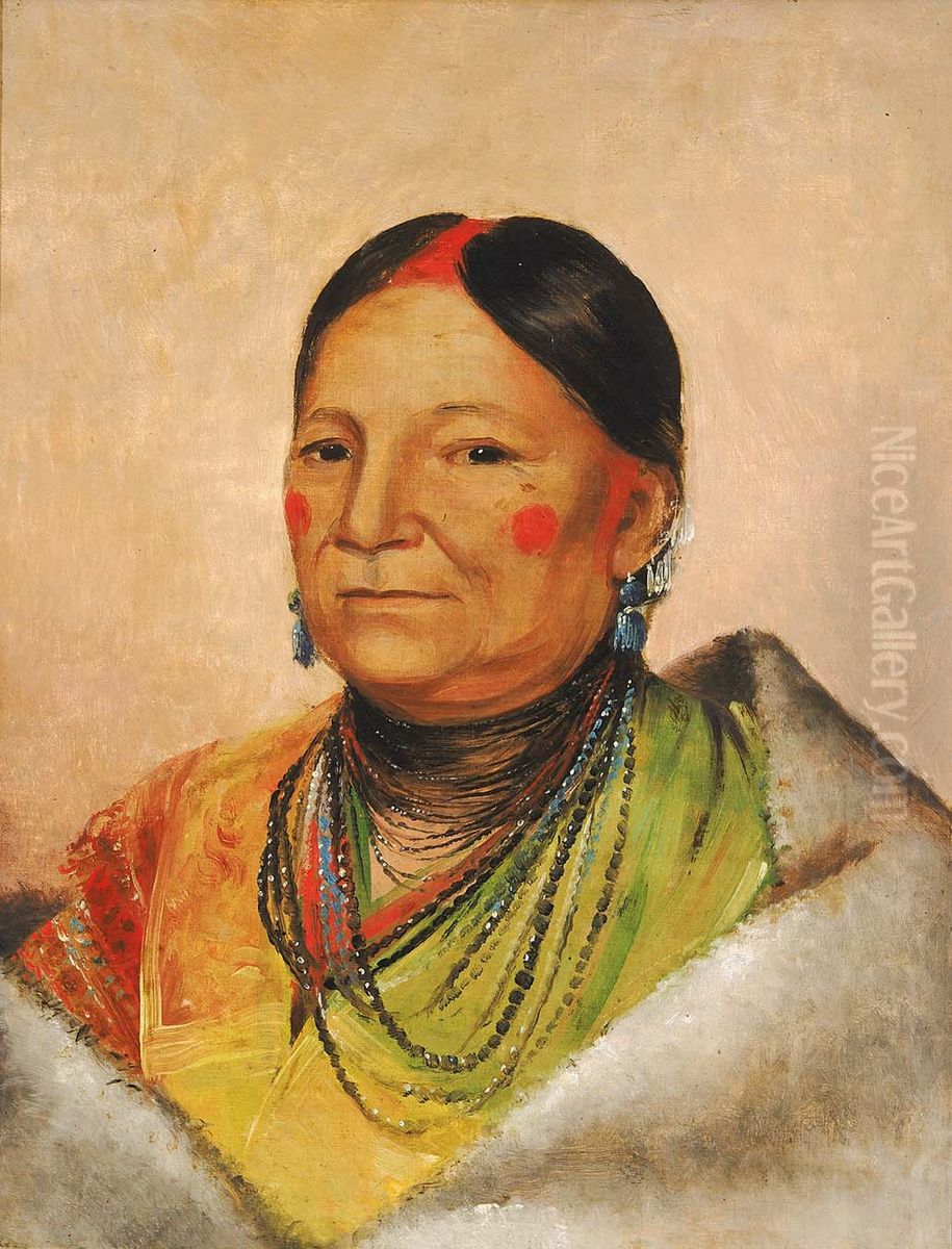 Mee-cheet-e-neuh, Wounded Bear's Shoulder, Wife of the Chief Oil Painting by George Catlin
