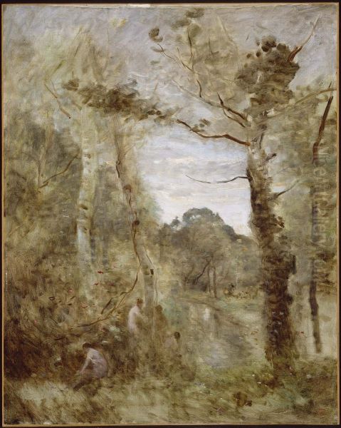 Bathers in a Clearing Oil Painting by Jean-Baptiste Camille Corot