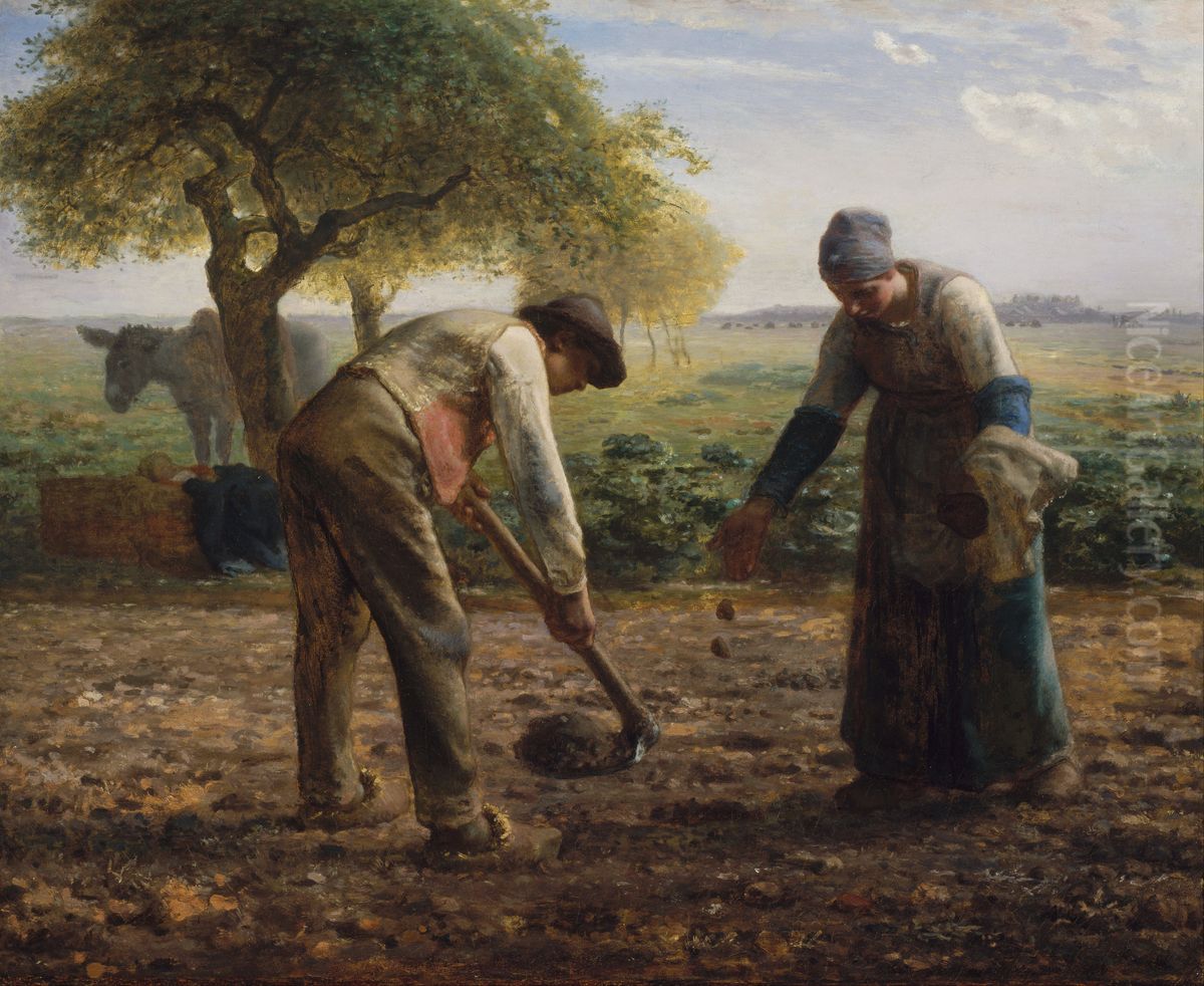 Potato Planters Oil Painting by Jean-Francois Millet