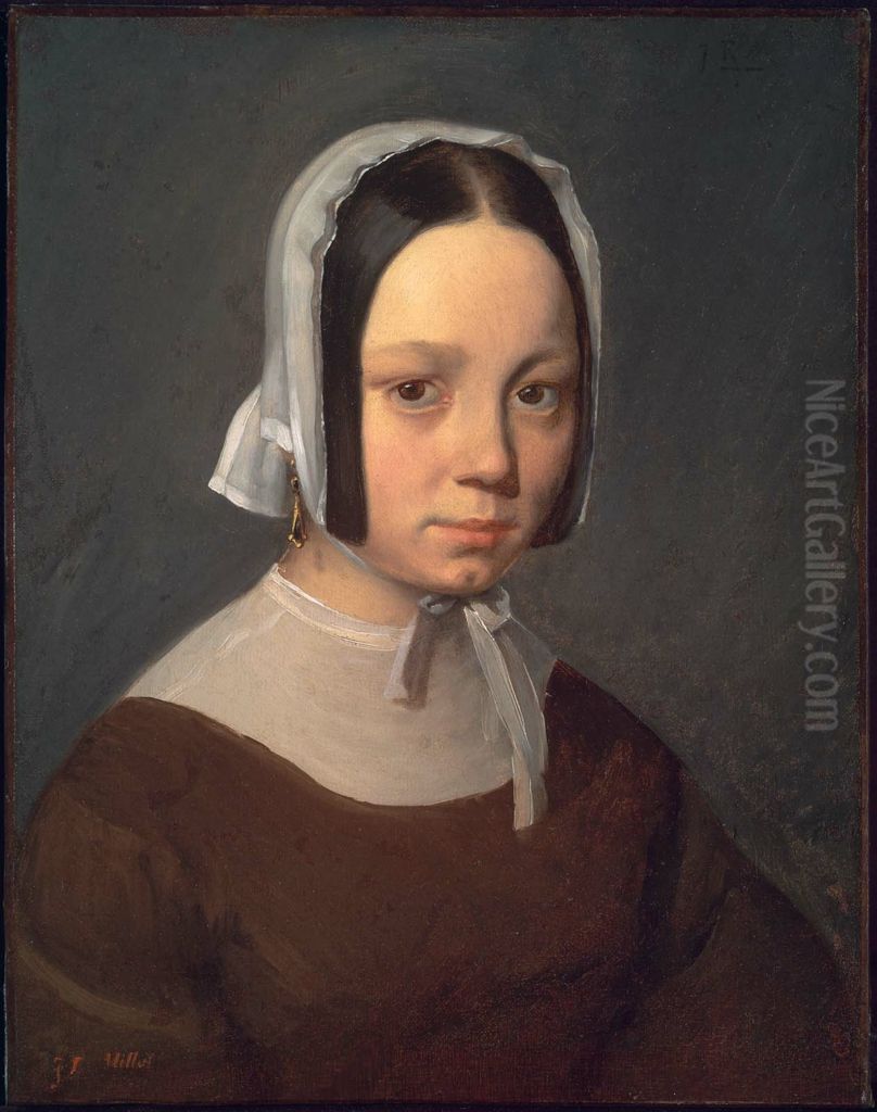 Madame J.-F. Millet (Pauline-Virginie Ono) Oil Painting by Jean-Francois Millet