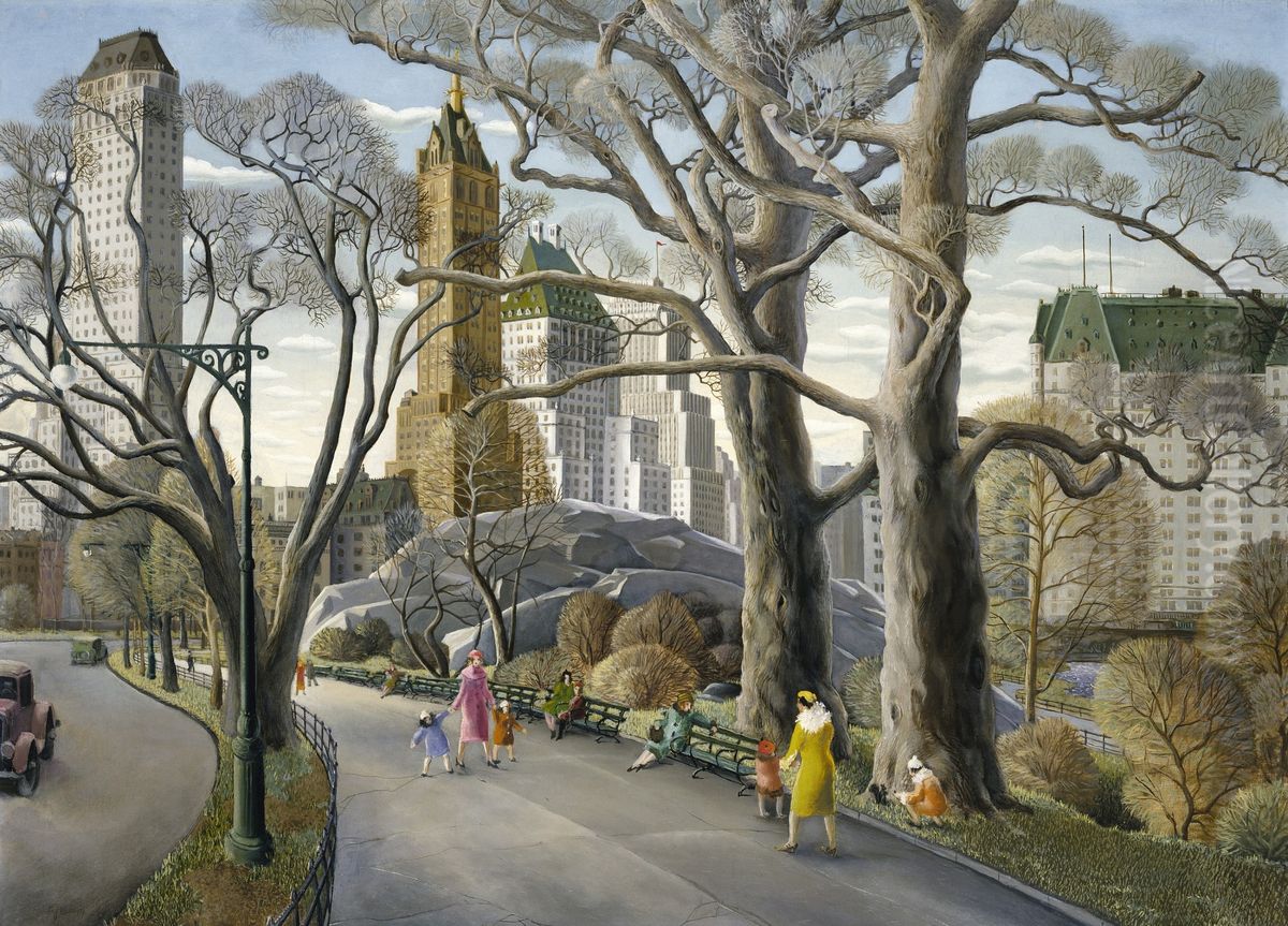 Central Park Oil Painting by Carl Gustaf Nelson