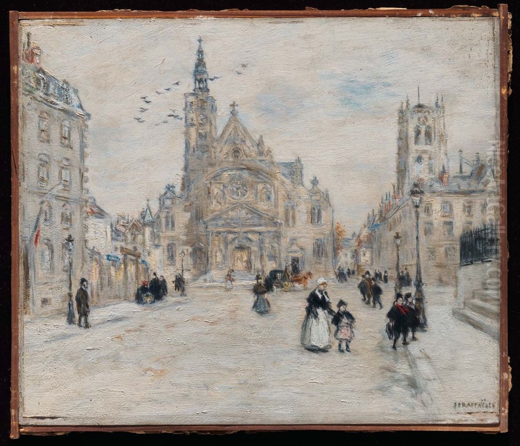 St.-Etienne-du-Mont, Paris Oil Painting by Jean-Francois Raffaelli
