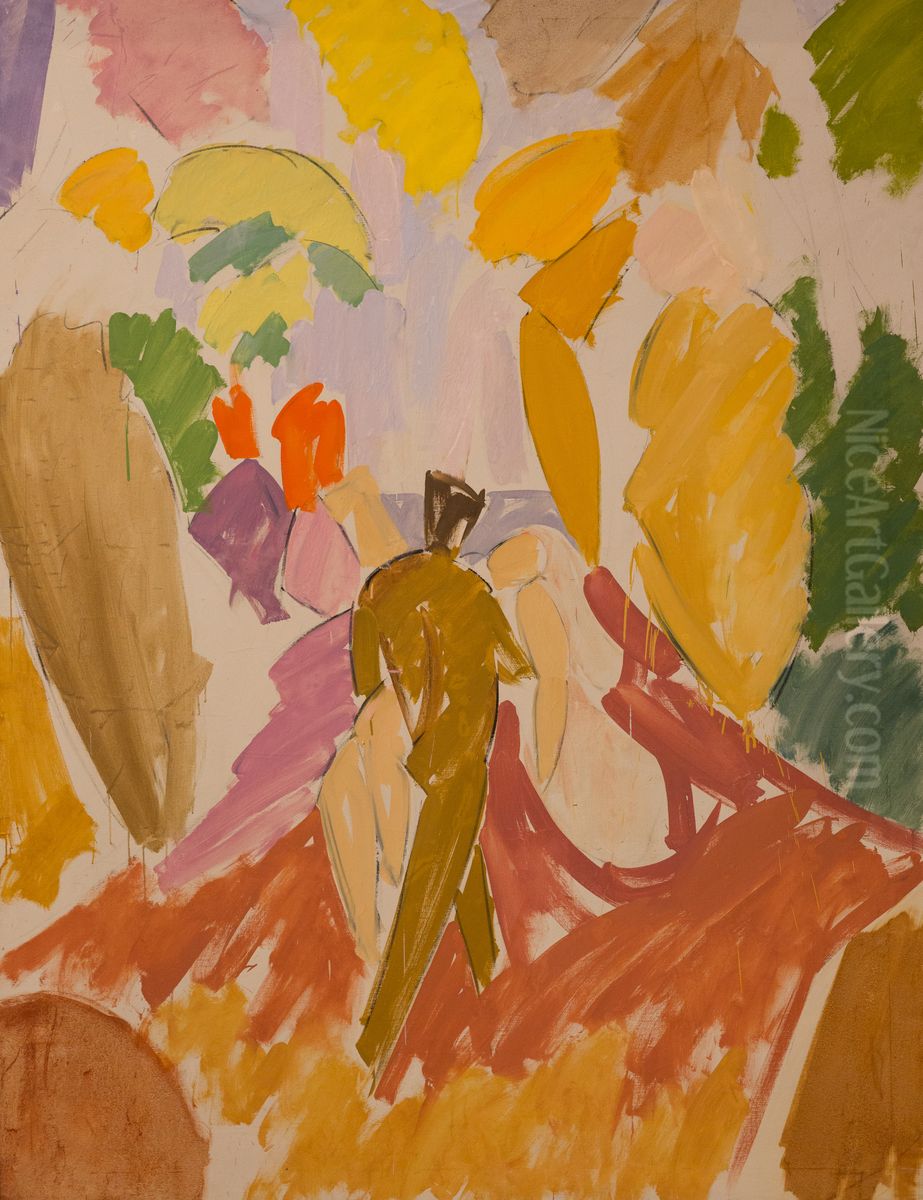 Faun og nymfe Oil Painting by Edvard Weie