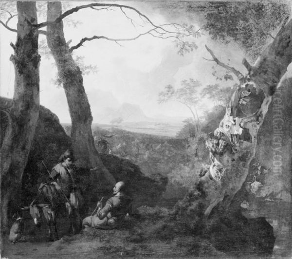 Southern Landscape with Herdsmen Oil Painting by Adam Pynacker