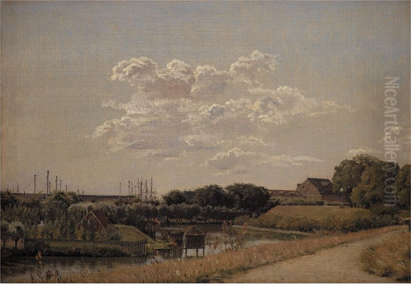 View of the Citadel Ramparts Looking Towards Langelinie and the Naval Harbour Oil Painting by Christen Kobke View of the Citadel Ramparts Looking Towards Langelinie and the Naval Harbour Oil Painting by Christen Kobke