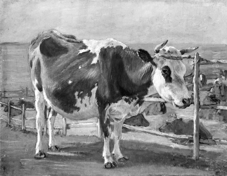 Staende rodbroget ko Oil Painting by Theodor Esbern Philipsen